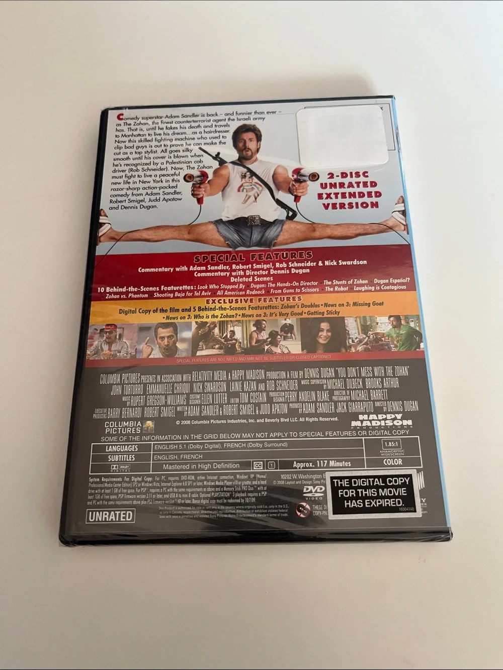 Adam Sandler -  You Don't Mess With The Zohan DVD - Blue & Red Artwork